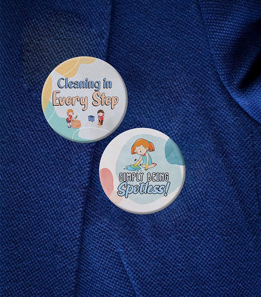 Creanoso Clean Up Badge Pinback buttons (1-Set X 10 Buttons) - Stocking Stuffers Premium Quality Gift Ideas for Children, Teens, & Adults - Corporate Giveaways & Party Favors