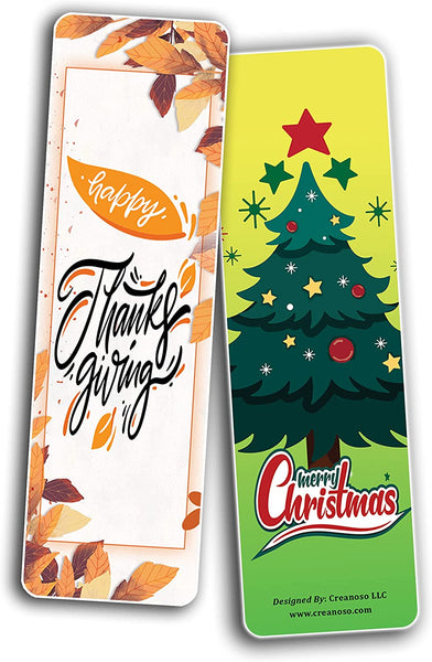 Creanoso Holiday Bookmarks (2-Sets X 6 Cards) â€“ Daily Inspirational Card Set â€“ Interesting Book Page Clippers â€“ Great Gifts for Adults and Teens