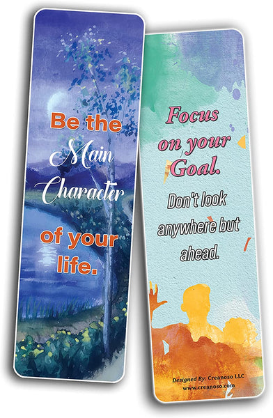 Watercolor art with motivational Qoutes Bookmarks (2-sets X 6 Cards)