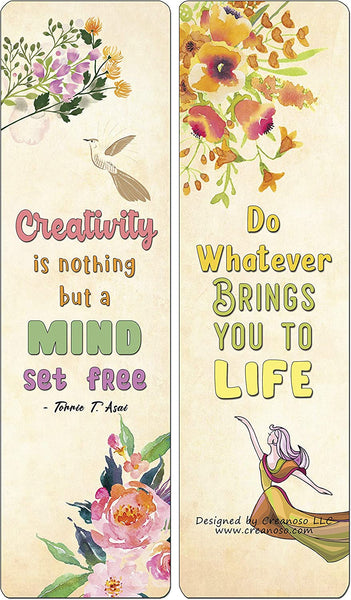 Creanoso Creativity Quotes Bookmarks (30-Pack) - Classroom Reward Incentives for Students and Children - Stocking Stuffers Party Favors & Giveaways for Teens & Adults