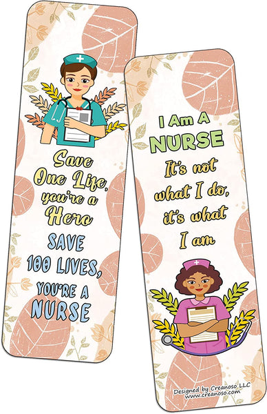 Creanoso Motivation Nurse Life Quotes Bookmarks (10-Sets X 6 Cards) â€“ Interesting Book Page Clippers â€“ Great Gifts for Adults and Teens