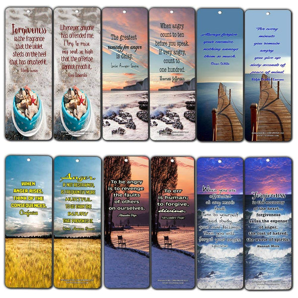 Creanoso Inspirational Bookmarks Cards - Anger Management & Forgiveness Quotes (60-Pack) - Best Set