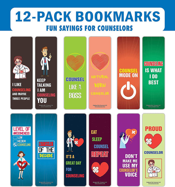Creanoso I am a Counselor Bookmarks (2-Sets X 6 Cards) â€“ Daily Inspirational Card Set â€“ Interesting Book Page Clippers â€“ Great Gifts for Adults and Teens