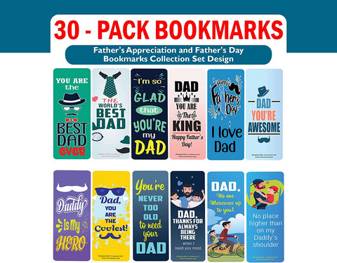 Father's Appreciation and Father's Day Bookmarks (5-Sets X 6 Cards)