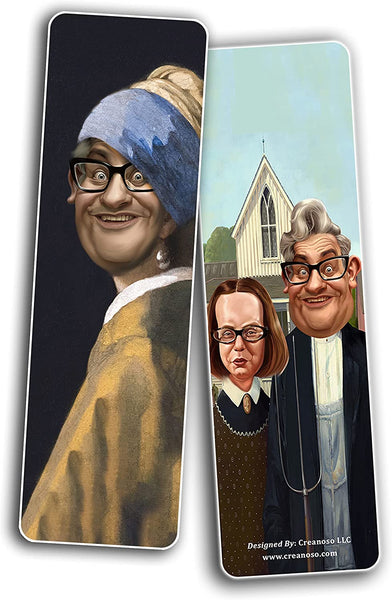 Funny Famous Paintings Bookmarks Cards (2-Sets X 6 Cards)