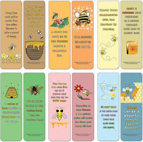 Creanoso Honey and Bee Bookmarks (30-Pack) - Assorted Designs for Children - Classroom Reward Incentives for Students - Stocking Stuffers Party Favors & Giveaways for Teens & Adults