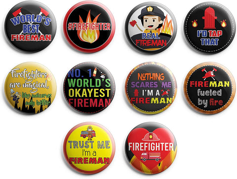 I am a Firefighter Pinback Buttons (1-Set X 10 Buttons)