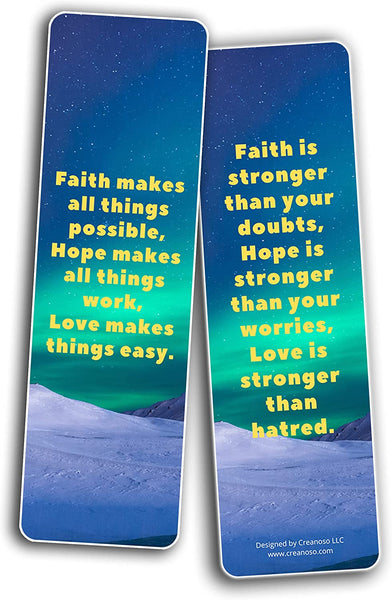 Creanoso Faith, Hope and Love Bookmarks (5-Sets X 6 Cards) â€“ Daily Inspirational Card Set â€“ Interesting Book Page Clippers â€“ Great Gifts for Adults and Teens