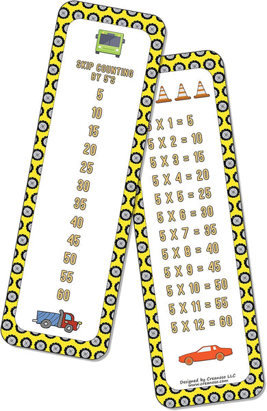 Skip Counting Chart Bookmark Cards - Vehicle Transportation Theme (6-Set X 6 Cards)