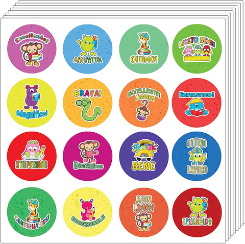 Creanoso Italian Stickers - Positive Rewards (10-Sheet) - Assorted Designs for Children - Classroom Incentives for Students - Stocking Stuffers Party Favors & Giveaways for Teens & Adults
