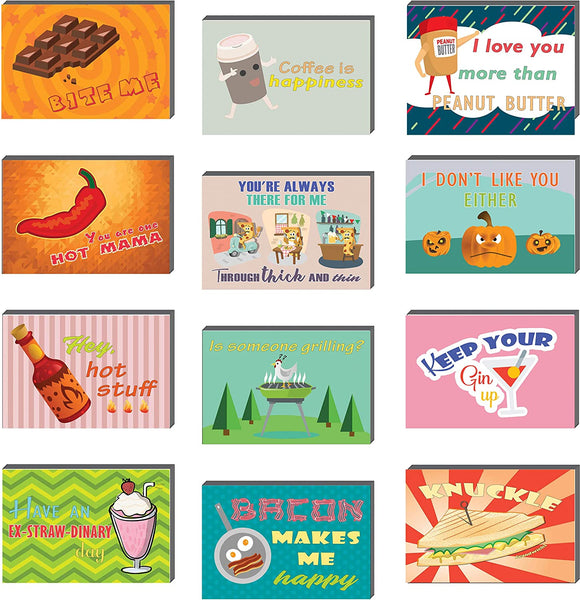 Creanoso Comedic Food and Drinks Funny Postcards (60-Pack) Ã¢â‚¬â€œ Cool and Unique Gift Card Greeting Tokens for Adults Men Women Professionals Ã¢â‚¬â€œ Assorted Bulk Collection Set Ã¢â‚¬â€œ Cool Card Giveaways