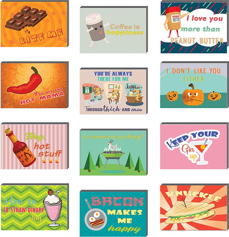 Creanoso Comedic Food and Drinks Funny Postcards (60-Pack) Ã¢â‚¬â€œ Cool and Unique Gift Card Greeting Tokens for Adults Men Women Professionals Ã¢â‚¬â€œ Assorted Bulk Collection Set Ã¢â‚¬â€œ Cool Card Giveaways