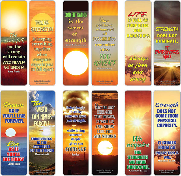Creanoso Be Strong Inspirational Sayings Sun Bookmark Cards (30-Pack) â€“ Premium Gifts Bookmarks for Bookworm â€“ Stocking Stuffers for Men, Women, Teen, Bookworms â€“ Office Supplies â€“ DIY Kit