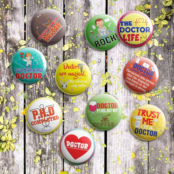 I am a Doctor Pinback Buttons (1 Set x 10 Designs)