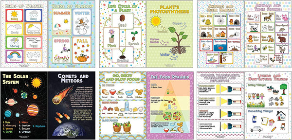 Creanoso Amusing Science Basics Educational Learning Posters (6-Pack) - Stocking Stuffers Premium Quality Gift Ideas for Children, Teens, & Adults - Corporate Giveaways & Party Favors