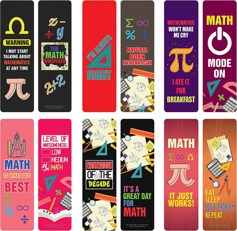 Creanoso I am a Mathematician Bookmarks (5-Sets X 6 Cards) â€“ Daily Inspirational Card Set â€“ Interesting Book Page Clippers â€“ Great Gifts for Adults and Teens