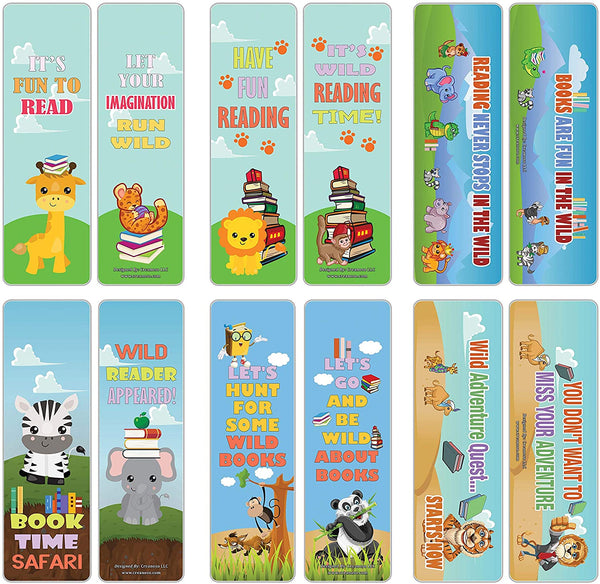 Creanoso Cute Sayings Wild Animals Reading Bookmarks (30-Pack) Ã¢â‚¬â€œ Stocking Stuffers Gift for Kids, Boys & Girls, Teens Ã¢â‚¬â€œ Party Favors Supplies Ã¢â‚¬â€œ Book Reading Rewards Gifts Incentive Ã¢â‚¬â€œ Great Giveaways