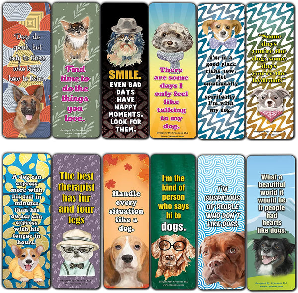 Creanoso Dog Lover Quotes Bookmarks (5 Sets x 6 Cards) â€“ Daily Inspirational Card Set â€“ Interesting Book Page Clippers â€“ Great Gifts for Kids and Teens