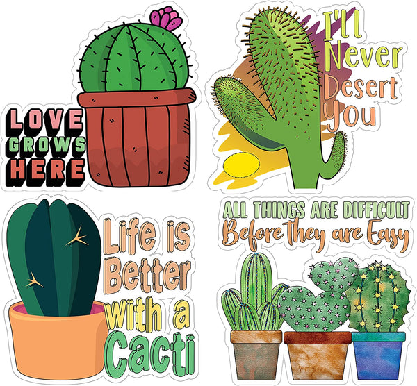 Creanoso Cactus and Succulent Stickers - 12 Stickers (3-Sheets) - Stocking Stuffers Premium Quality Gift Ideas for Children, Teens, & Adults - Corporate Giveaways & Party Favors