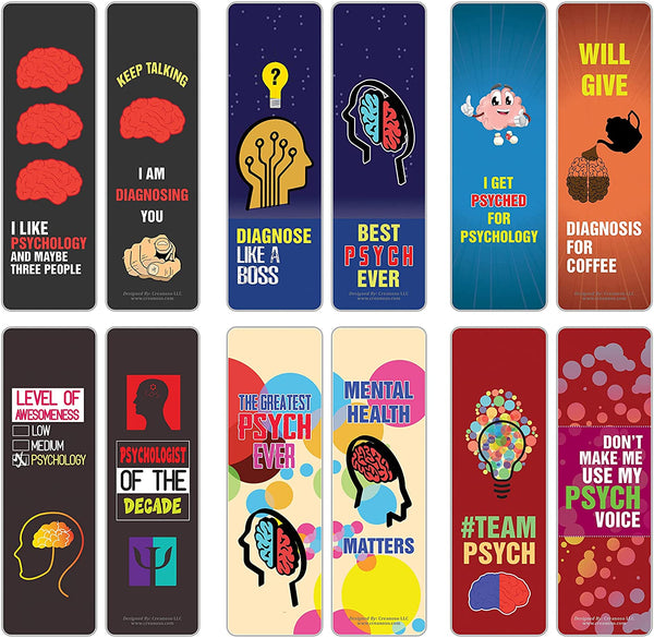 Creanoso I am a Psychologist Bookmarks (5-Sets X 6 Cards) â€“ Daily Inspirational Card Set â€“ Interesting Book Page Clippers â€“ Great Gifts for Adults and Teens