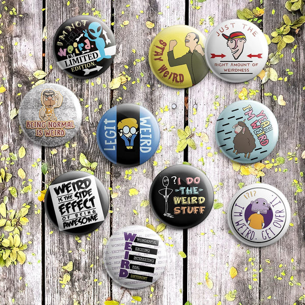 Funny weird Pinback Buttons (1-Set X 10 Buttons)