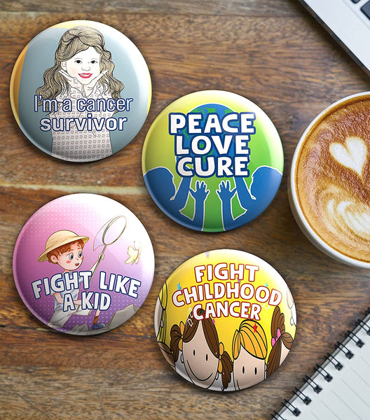 Childhood Cancer Awareness Pinback Buttons (1 Set x 10 Designs)