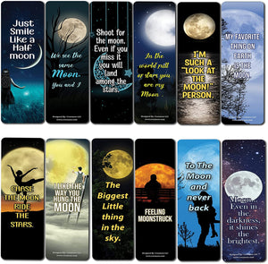 Creanoso Moon Photo Bookmarks (2-Sets X 6 Cards) â€“ Daily Inspirational Card Set â€“ Interesting Book Page Clippers â€“ Great Gifts for Adults and Teens