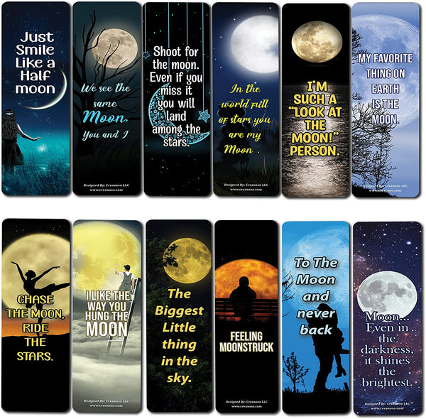 Creanoso Moon Photo Bookmarks (10-Sets X 6 Cards) â€“ Daily Inspirational Card Set â€“ Interesting Book Page Clippers â€“ Great Gifts for Adults and Teens