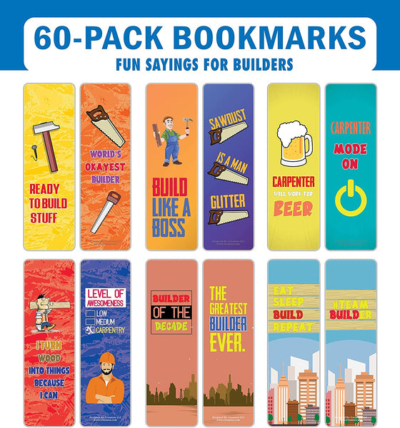 Creanoso I am a Builder Bookmarks (10-Sets X 6 Cards) â€“ Daily Inspirational Card Set â€“ Interesting Book Page Clippers â€“ Great Gifts for Adults and Teens