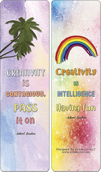Creanoso Creativity Quotes Bookmarks (30-Pack) - Classroom Reward Incentives for Students and Children - Stocking Stuffers Party Favors & Giveaways for Teens & Adults