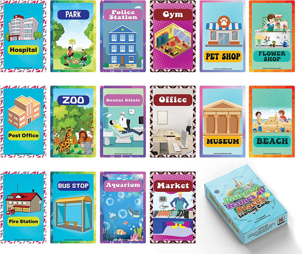 Different Names of Places Learning Cards (1-Deck X 54 Cards)