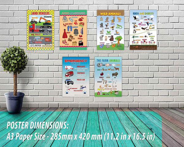 Creanoso Visual Objects Educational Posters (6-Pack) - Pretty Favors Teacher Teaching Supply