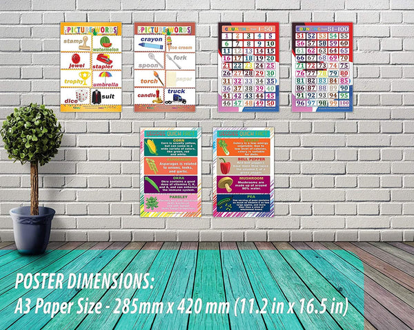 Creanoso Children Pre-School Elementary Educational Learning Posters (18-Pack with 36 Subjects)