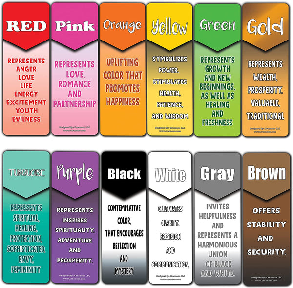 Colors and Their Meanings Bookmarks (10-Sets X 6 Cards)