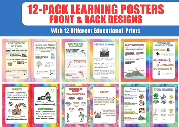 Intermediate Level English Educational Learning Posters (12-Pack)