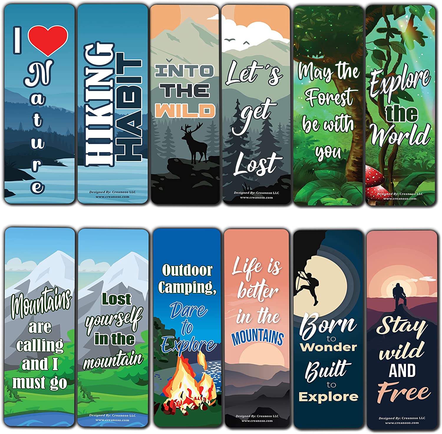 Creanoso Outdoor Expedition Bookmarks (5-Sets X 6 Cards) â€“ Daily Inspirational Card Set â€“ Interesting Book Page Clippers â€“ Great Gifts for Adults and Teens