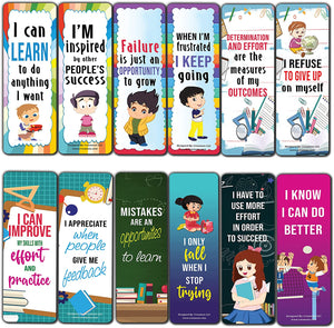 Creanoso Growth Mindset Bookmarks (10-Sets X 6 Cards) â€“ Daily Inspirational Card Set â€“ Interesting Book Page Clippers â€“ Great Gifts for Children and Teens
