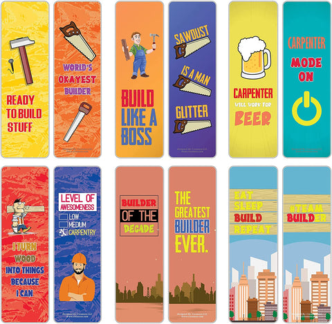 Creanoso I am a Builder Bookmarks (10-Sets X 6 Cards) â€“ Daily Inspirational Card Set â€“ Interesting Book Page Clippers â€“ Great Gifts for Adults and Teens