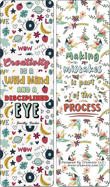 Creanoso Creativity Quotes Bookmarks (60-Pack) - Premium Quality Gift Ideas for Children, Teens, & Adults for All Occasions - Stocking Stuffers Party Favor & Giveaways