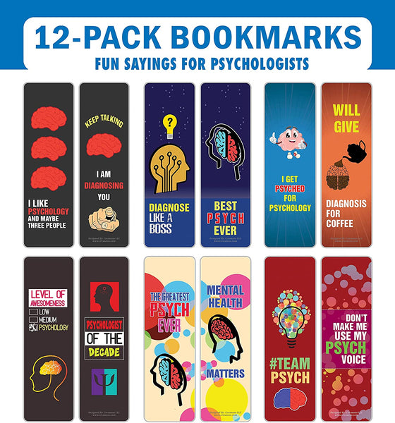Creanoso I am a Psychologist Bookmarks (2-Sets X 6 Cards) â€“ Daily Inspirational Card Set â€“ Interesting Book Page Clippers â€“ Great Gifts for Adults and Teens