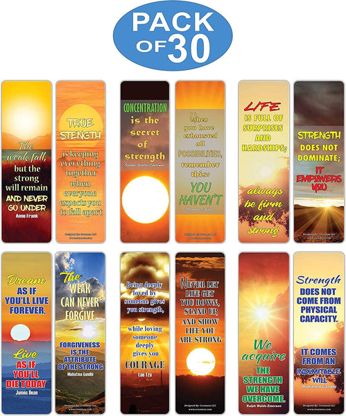 Creanoso Be Strong Inspirational Sayings Sun Bookmark Cards (30-Pack) â€“ Premium Gifts Bookmarks for Bookworm â€“ Stocking Stuffers for Men, Women, Teen, Bookworms â€“ Office Supplies â€“ DIY Kit