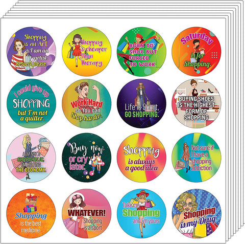 Funny Shopaholic Quotes Stickers (10 Sets X 16 Designs)