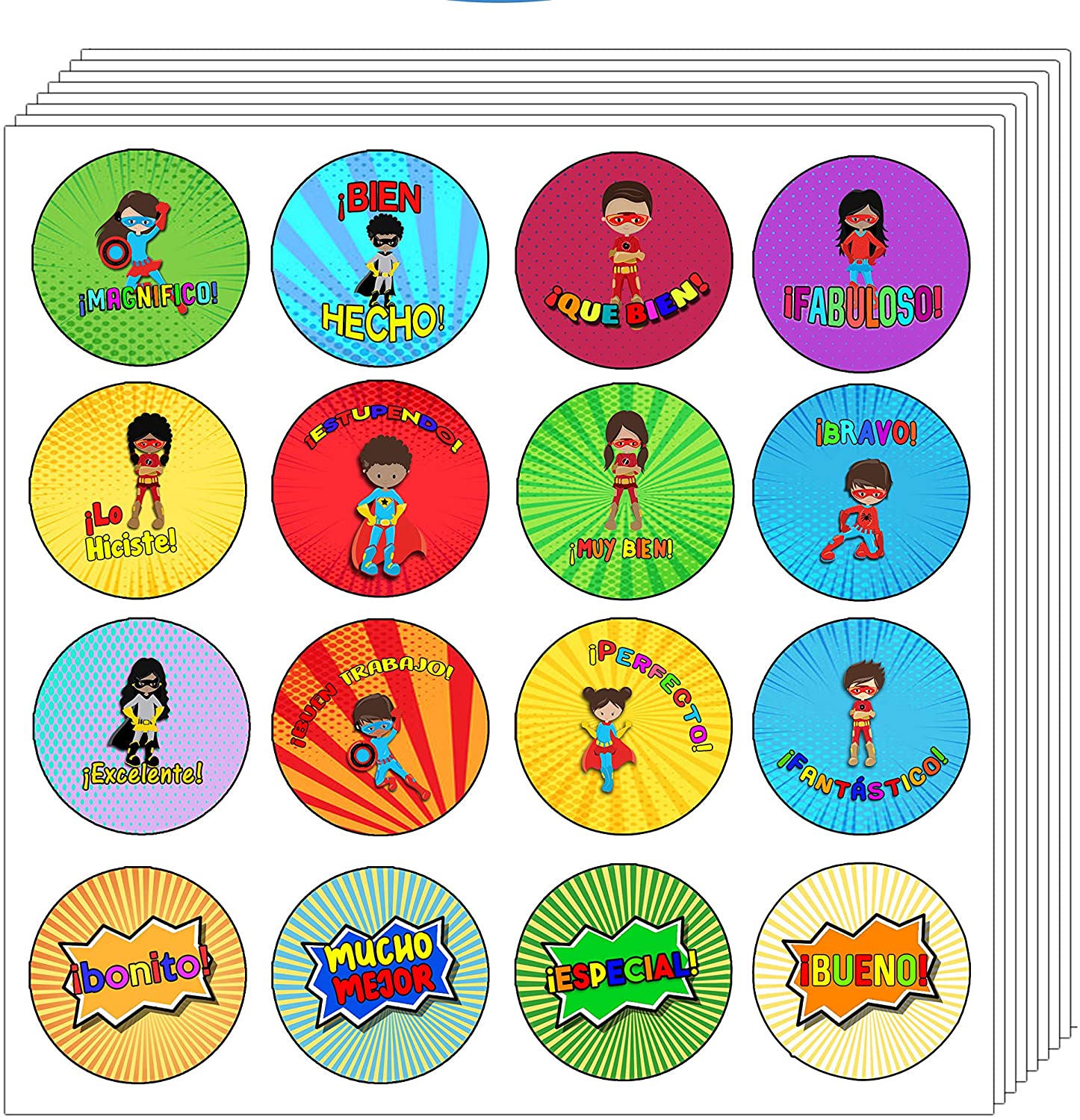 Creanoso Spanish Superhero Reward Stickers (20-Sheet) - Premium Gifts Ideas for Birthdays, Graduation, Christmas - Perfect for Men, Women, Teens, Kids â€“ Incentive Reward Ideas