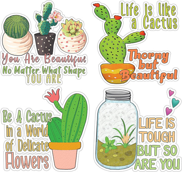 Creanoso Cactus and Succulent Stickers - 12 Stickers (3-Sheets) - Stocking Stuffers Premium Quality Gift Ideas for Children, Teens, & Adults - Corporate Giveaways & Party Favors