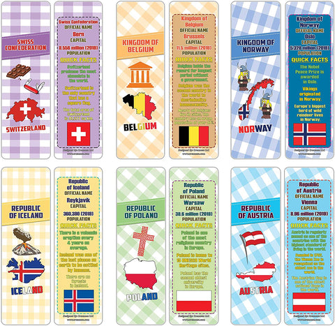Creanoso European Countries Facts Series 2 Bookmarks (60-Pack) ÃƒÂ¢Ã¢â€šÂ¬Ã¢â‚¬Å“ Unique Teacher Stocking Stuffer Gifts for Boys, Girls, Kids, Teens, Students ÃƒÂ¢Ã¢â€šÂ¬Ã¢â‚¬Å“ Cool Fact Cards Giveaways ÃƒÂ¢Ã¢â€šÂ¬Ã¢â‚¬Å“ Assorted Page Clippers