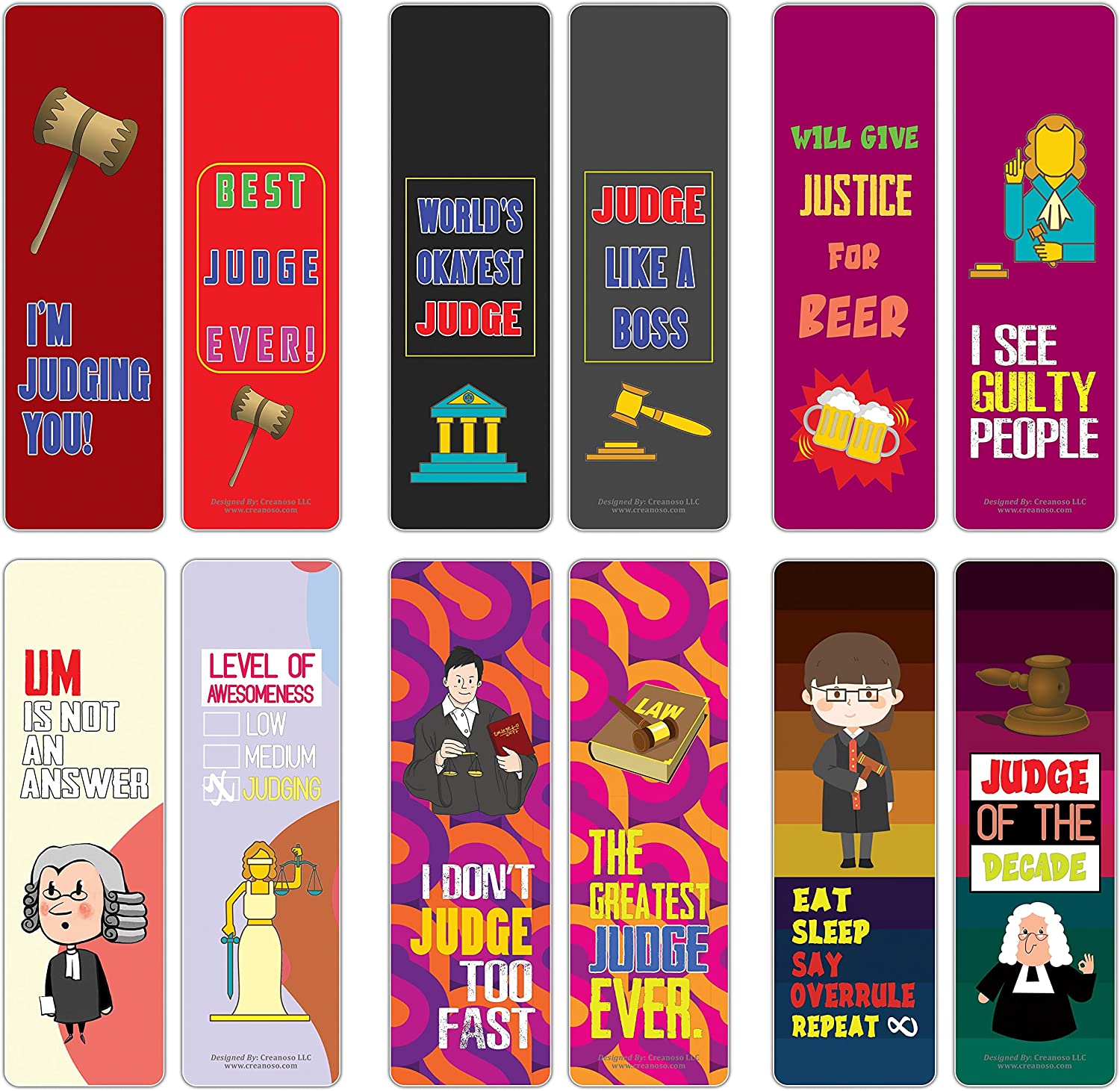 Creanoso I am a Judge Bookmarks (10-Sets X 6 Cards) â€“ Daily Inspirational Card Set â€“ Interesting Book Page Clippers â€“ Great Gifts for Adults and Teens