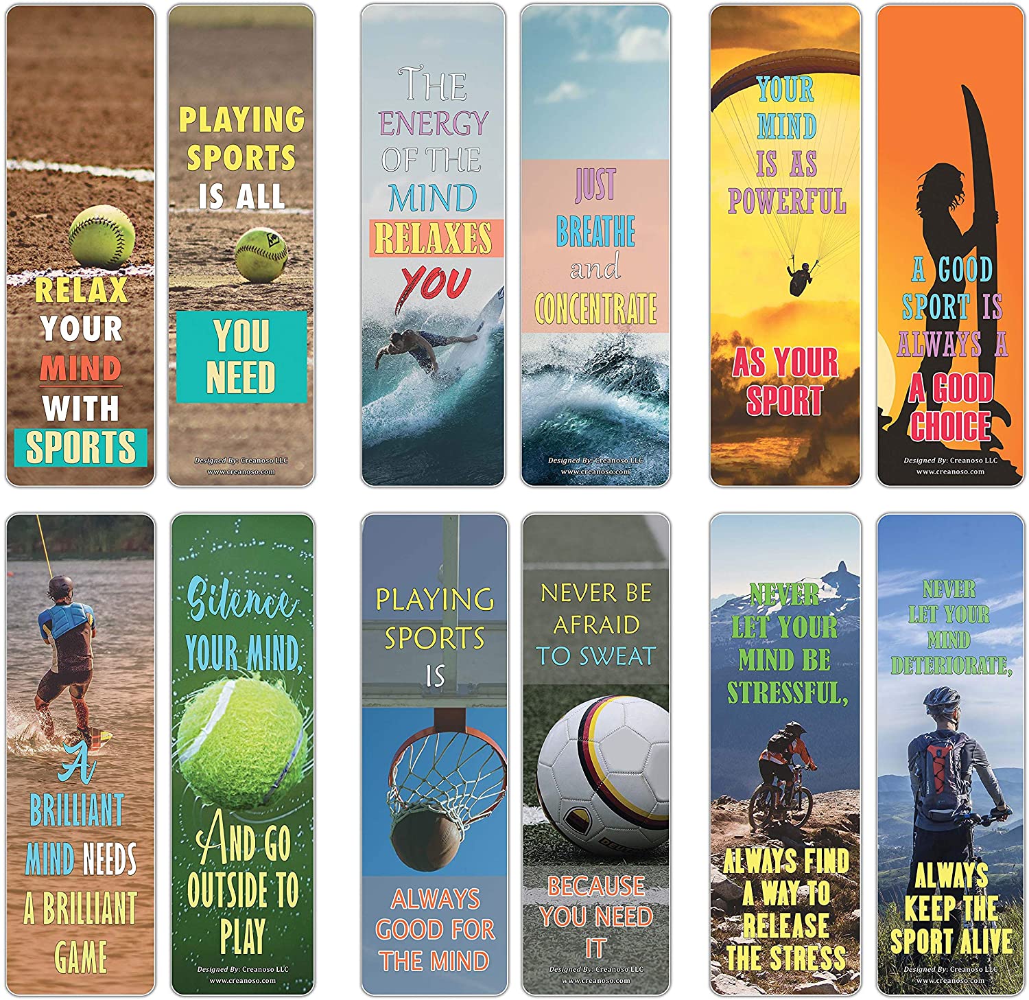 Creanoso Relax the Mind Play Sports Sayings Bookmarks (30-Pack) Ã¢â‚¬â€œ Stocking Stuffers Gift for Men, Women, Adult, Teens, Employees, Professionals Ã¢â‚¬â€œ Reading Incentives Ã¢â‚¬â€œ Rewards Gifts Giveaways