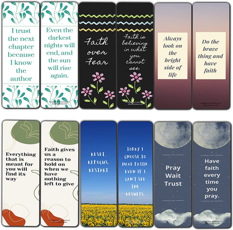 Creanoso Keep the Faith Bookmarks (10-Sets X 6 Cards) â€“ Daily Inspirational Card Set â€“ Interesting Book Page Clippers â€“ Great Gifts for Adults and Teens