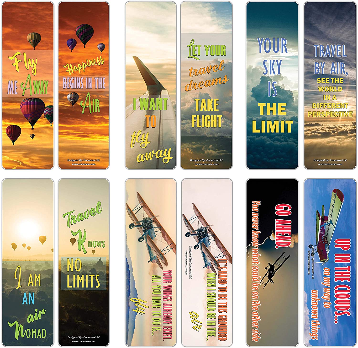 Creanoso Travelers Sayings Bookmarks ÃƒÂ¢Ã¢â€šÂ¬Ã¢â‚¬Å“ Travel by Air (60-Pack) ÃƒÂ¢Ã¢â€šÂ¬Ã¢â‚¬Å“ Cool Air Adventure Giveaways for Travelers, Adventurers, Explorers, Adult Men & Women ÃƒÂ¢Ã¢â€šÂ¬Ã¢â‚¬Å“ Employee Incentive Rewards ÃƒÂ¢Ã¢â€šÂ¬Ã¢â‚¬Å“ Page