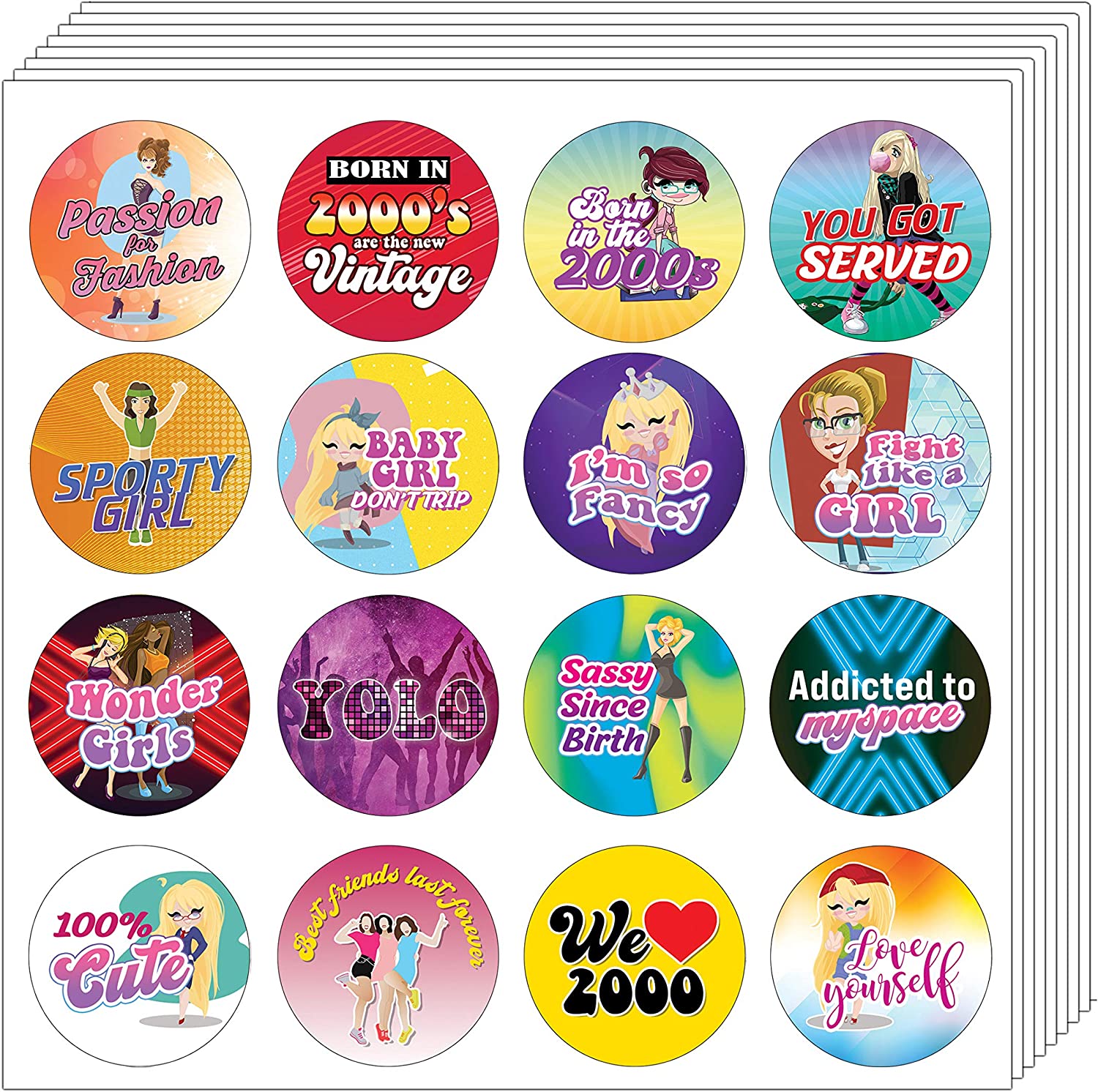 2000's Girl Stickers (5 Sets X 16 Designs)